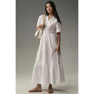 Anthropologie Shirt Dress The Somerset Maxi Dress Women's Size LP White NWT
